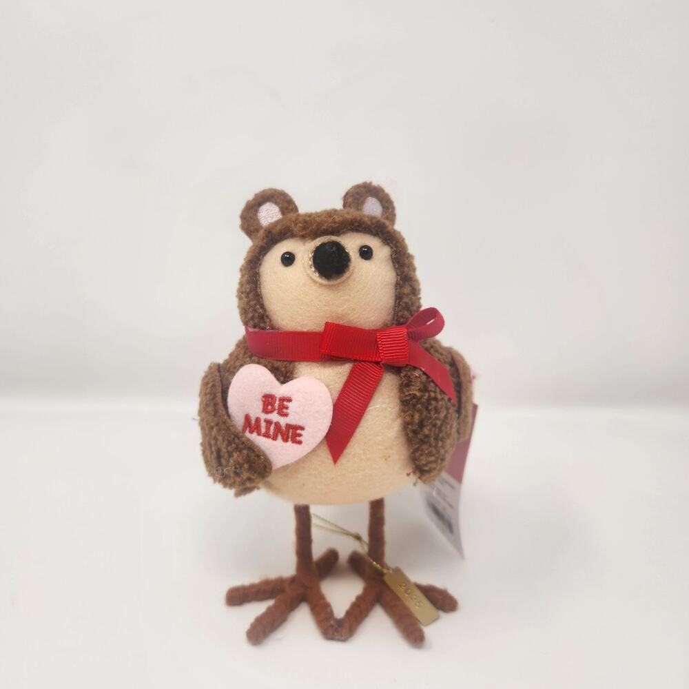 "Buttons" Teddy Bear Valentine's Day Felt Bird